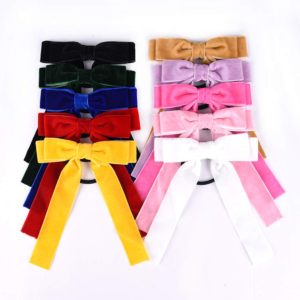 10Pcs Bow Hair Tie Velvet Elastics Hair Scrunchie Bobbles Hair Bands Scrunchy Hair Rope Long Hair Bow Ponytail Holder Accessories for Women Girls